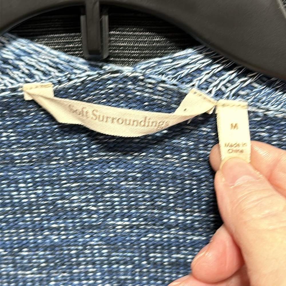 Soft Surroundings Blue Waterfall Open Front Cardigain Duster Size M / Box‎ 12-14 - Picture 5 of 8